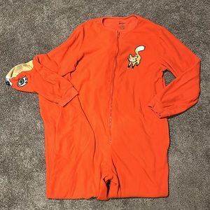 Nick & Nora red fox one piece footie adult pajamas